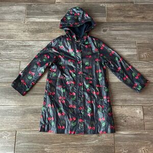Gap Kids Cherry Print Hooded Raincoat Jacket Blue Red Size S‎ 6-7
